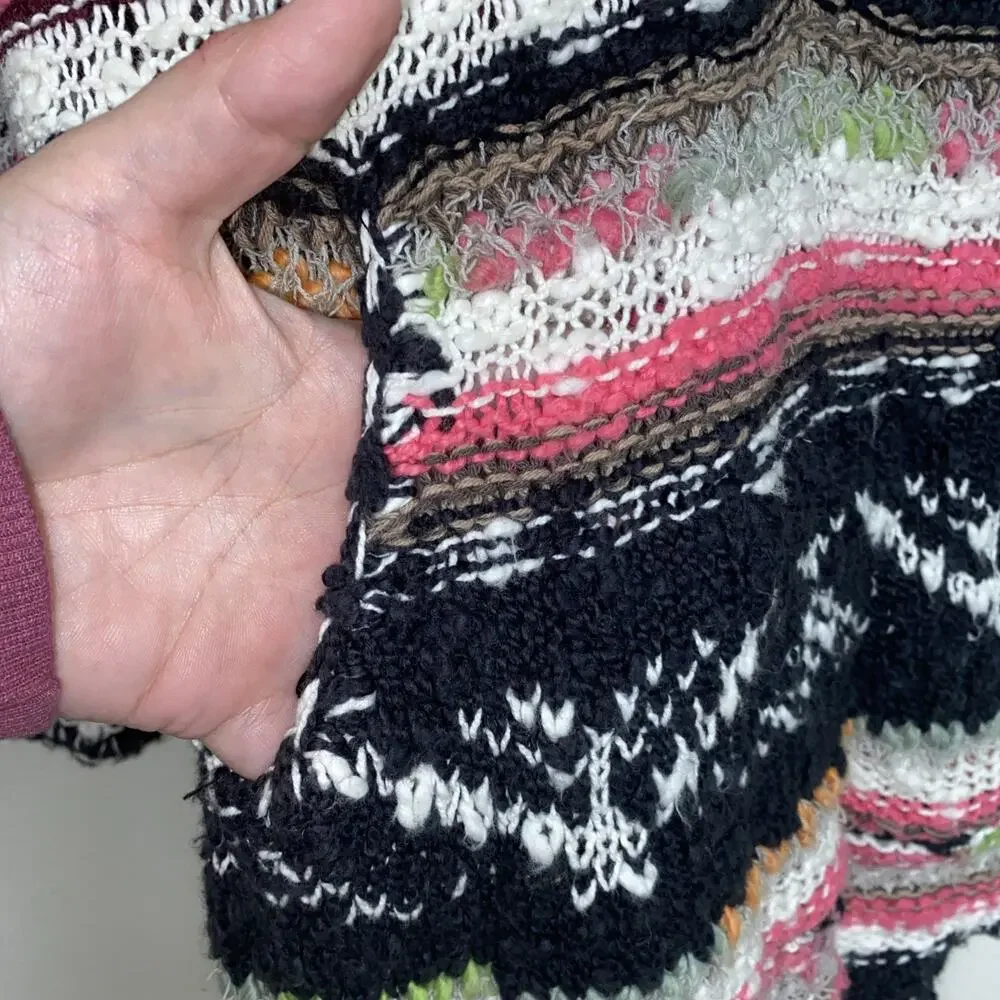 Free People Hippie Boho Festival Bubble Tea Hooded Poncho M/L - Picture 4 of 10